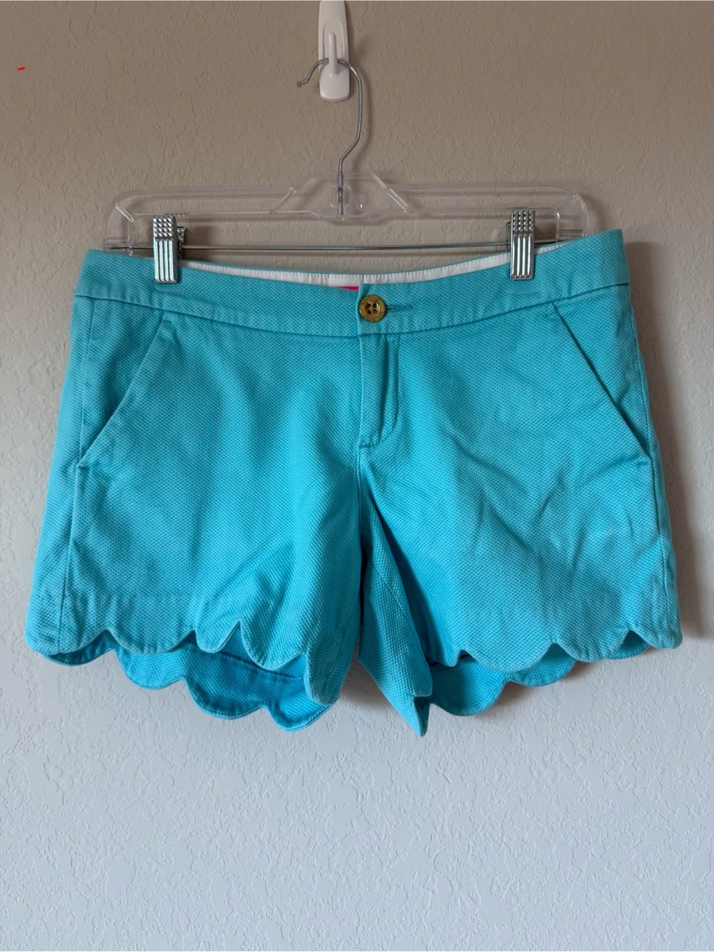 Lilly Pulitzer Turquoise Scallop Hem High Waist Shorts